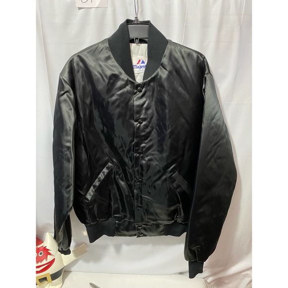 Vtg 50s 60s Rock N Roll Satin Jacket Black Mens Large Rockabilly Dance Majestic - Picture 9 of 9